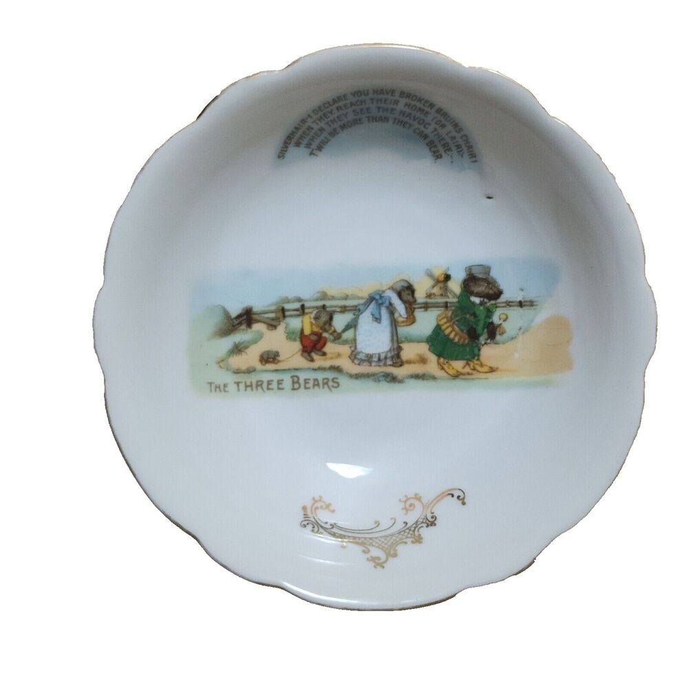 Antique "Silverhair I Declare" Three Bears Bone China Plate Display Collectible